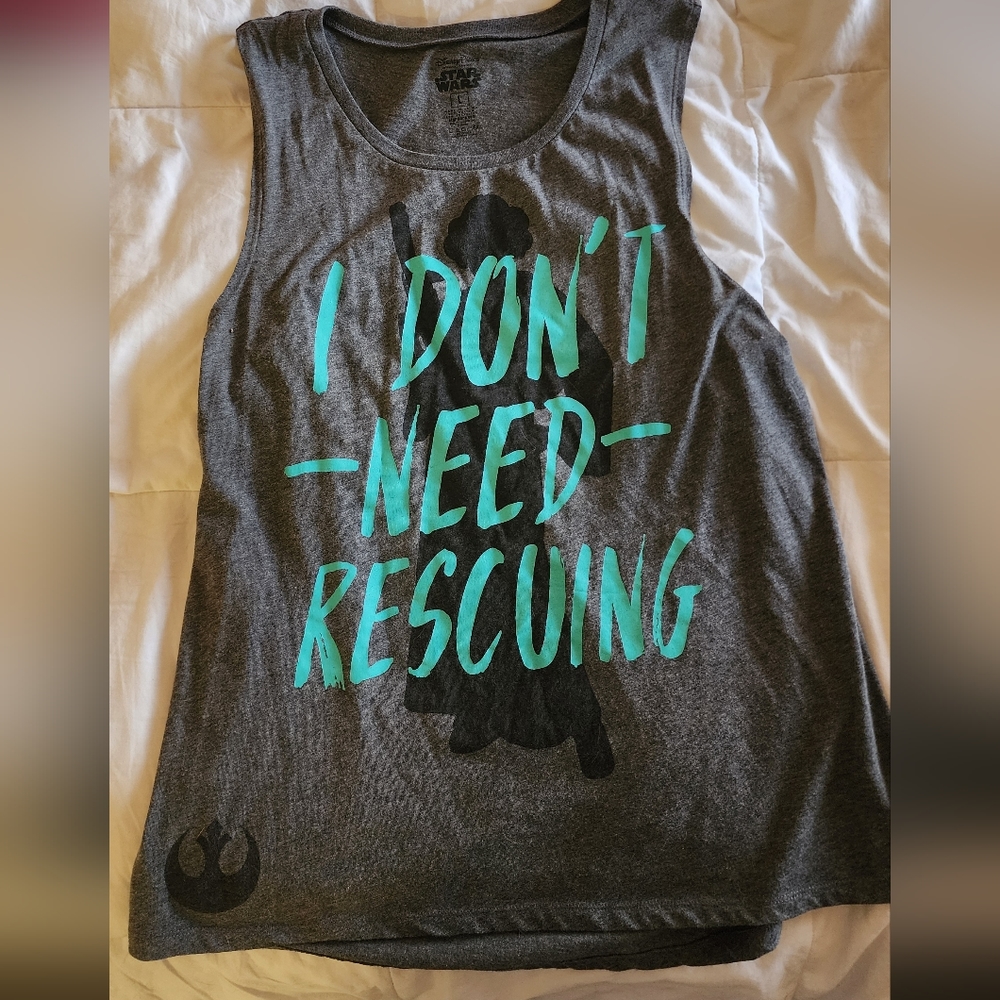 Disney Princess Leia Star Wars I Don't Need Rescuing Women's Tank Top Large